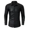 Camisas de vestido masculinas luxo metálico ouro brilhante retro 70's disco nightclub roupas de baile tendência festa banquete casamento chemise homme