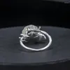 Cluster Ringe Nephrit Jade Stein Ring Lotus Blume Schmuck 925 Silber Frauen verstellbar Valentinstag Geschenke auf der Hand fein