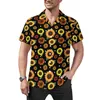 Freizeithemden für Herren, Sunflower Love-Hemd, gelbe Blumen, bedruckt, Urlaub, lockere hawaiianische Y2K-Blusen, kurzärmeliges, grafisches Oversize-Oberteil