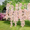 Fiori decorativi 12 pezzi 100 cm glicine fiore artificiale vite di seta ghirlanda appesa per la decorazione della parete dell'ufficio all'aperto del giardino della festa nuziale