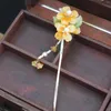 Ensemble de collier et boucles d'oreilles pour filles, bijoux de cheveux à fleurs, poignée Stable, glaçure jaune citron, coiffure, cadeau pour amoureux de la saint-valentin