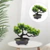 Decoratieve bloemen kunstmatige dennen potten kleine bonsai boom faux planten groene neppot diy
