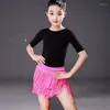 Scene Wear Tassel Latin Dance Dress for Girls Children Salsa Tango Ballroom Dancing Kirt Competition Costumes Kids Practice kläder