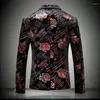 Herrdräkter Designer Famouse Brand Top Men Blazers Slim Fit Stylish Rose Smart Casual One Button Mens Suit Jacket M-5XL 6001