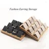 Jewelry Pouches Luxury Bamboo Wood Earrings Display Tray 4 Sizes To Choose For Woman Stand