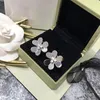 Stud Earrings High Finish Rose Gold Color Delicate Three Leaf Clover Flowers Six Petal For Women Earings Fashion Jewelry 2023