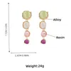 Boucles d'oreilles pendantes multicolores en pierre de résine, longue goutte pour femmes, mode or, grande boucle d'oreille géométrique exagérée