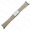 Andere mode -accessoires Watchband 13mm 17 mm 20mm vaste roestvrijstalen horlogeband Twee toon holle gebogen eindschroefverbindingsriem voor dategevoelige oude sty J230413