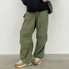 Y2K Streetwear Drawstring Cargo Parachute Pants Hippie Harajuku Loose Draped Low Waist Tech Sporty Trousers Oversize