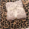 Blankets Half Wool Sheep Blanket Knitted Leopard Plush Bedding Article5343771 Drop Delivery Home Garden Textiles Oto3U