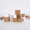 Gift Wrap 10-50pcs Kraft Paper Square White Candy Boxes Package Box Wedding Cake Cookie Storage Bags