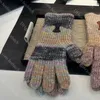 Högkvalitativ stickad handskar dam ull varma handskar designer kvinnor vinterhandskar lyx mjuk förtjockad stil fashion julklapp