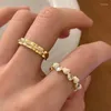 Anelli a grappolo Carino color oro Cuore Amore aperto per le donne Metallo Ircon intarsiato Anello per feste Gioielli da sposa Regalo Coppia Accessori per dita