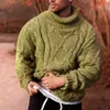Herrtröjor Herrtröja Fashion Twist Braid Autumn Winter Knit Tröja Solid Color Cotton Warm Slim Fit Turtle-Neck Jumper Pullover 231113