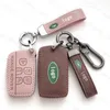 Nyckelringar äkta Leathe Car Key Cover för Land Rover Range Sport Evoque Freelander2 för Jaguar XF XJ XJL C-X16 XKR XEL E-Pace KeyChain J230413