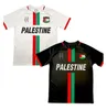 2024 Palestina Futebol Jerseys Black Center Stripe Vermelho Verde Camisa de Futebol Guerra Justiça Março Uniforme de Futebol S-4XL