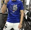 Herren-T-Shirts Designer European Station Summer New Herren Kurzarm-T-Shirt aus merzerisierter Baumwolle Koreanische Version Trend Heavy Industry Tiger Print T-Shirt