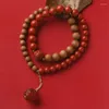 Bracelet cinabre haute fidélité de Style chinois brin femme bois de santal avec deux anneaux de cadeau rouge Vintage