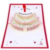 Cartes de voeux 3D -Up Gâteau d'anniversaire Carte Cadeaux d'anniversaire Carte postale Invitations Enfants Femme Femme Mari Cadeau