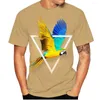 メンズTシャツ2023Summer Parrot Tシャツ動物鳥3Dプリントストリートウェア男性女性