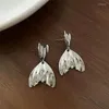 Boucles d'oreilles à dos en forme de queue de poisson pour femmes, 1 paire, créatives et exquises, personnalisées, haut de gamme, mode, Clips d'oreilles décoratifs assortis avec tout