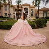 Robe De Quinceanera rose chérie, robe De bal pour filles douces, avec des appliques De fleurs 3d, robe De bal d'anniversaire avec perles