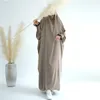 Abbigliamento etnico Eid Abaya con cappuccio Jilbab di un pezzo per le donne Polsino in pizzo Raso Islam Abito da preghiera Abiti Ramadan Musulmano Dubai Turchia Niqab