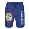 Mäns shorts 2023 Summer Polyester Belize Country Flag 3D Printed Men's Board Beach Pocket Running Pants