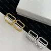 Luxus Double Letter Studs Double Sided Folding Ohrring Golden Silver Diamond Eardrops mit Box