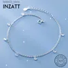 Anklets Inzatt Real 925 Srebrny srebrny cyrkon Anklet for Fashion Women Party Cute Fine Jewelry Minimalist Akcesoria Prezent Q231113