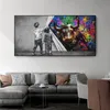Canvas Painting Graffiti Dollars Behind The Curtain Art Bull Money Posters Prints Wall Art Picture for Living Room Decor Cuadros NO FRAME