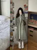 Trench-coat à col rabattu pour femme, tendance, tendance, automne-hiver, solide, doux, Long, 2023, L231112