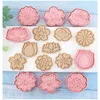 Baking Moulds 16 Pcs/set Cookie Cutters Plastic 3D Flower Shape Cartoon Pressable Biscuit Mold Stamp Kitchen Pastry Bakeware