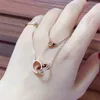 Pendant Necklace Couple Jewelry Men's and Double Rings Full of Zircon Two Rows Diamond Pendants Buckle Gifts Gold