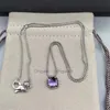 Amethyst Box Chain With Designer Luxury Halsband Sterling Dy Cable Classics Silver Pendant Halsband i och bana diamanter på Ahee Jewelers