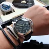 Paneri titta på mekaniska mens automatiska ren fabriksdesigner lyxklocka safir spegel schweizisk rörelse storlek 44mm importerad cowhide rand sport armbandsur hve