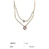 Correntes Lovelink Moda de duas camadas dupla geométrica colar de pingente de cristal transparente feminino cor de ouro metal curto jóias finas de gargantilha