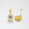 Boucles d'oreilles rétro Dangel plaqué or 18 carats, bijoux mode européenne pour femmes, Micro ensemble Zircon saphir S925, boucles d'oreilles en argent pour femmes, fête de mariage, cadeau de saint-valentin SPC