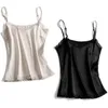 Camisoles Tanks Lace Top Damen Neckholder V-Ausschnitt Basic Black Cami Ärmellos Satin Seide Tanktops Damen Sommer Camisole Beige Sexy Strap Tops 230413