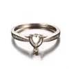 Cluster Rings Helon 5x5-6.5x6.5mm hjärtklippande verklig 14K (AU585) Gulguld naturligt diamant engagemang bröllop semi mount ring kvinnor fin