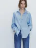 Blouses Femmes Femmes 2023 Mode Été Élégant Denim Bleu Chemise À Manches Longues Vintage Boutonné Casual Chic Femme Chemises Blusas Tops