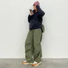 Y2K Streetwear Pantaloni da paracadute cargo con coulisse Hippie Harajuku Pantaloni sportivi tecnici a vita bassa drappeggiati sciolti Oversize