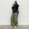 Y2K Streetwear Drawstring Cargo Parachute Pants Hippie Harajuku Loose Draped Low Waist Tech Sporty Trousers Oversize