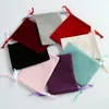 Jewelry Pouches Velvet Drawstring Bag With Silk For Wedding Party Candy Organizer Gift Earring Bracelets Packaging Pink