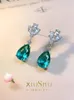 Stud Earrings Desire Fashion Versatile 925 Sterling Silver Droplet Inlaid With High Carbon Diamonds Grandmother Green Junior