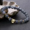 Strand pärlstav strängar trenda väderbitna sten leopard huvudarmband för kvinnor män naturliga tiger ögon lava pärlor armband smycken