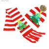 Hats Scarves Sets 2pcs Christmas Wool Hat Led Lighting Scarf Set Autumn Winter Warm Knitting Wr Tassel Scarves Beanie Hat Xmas Gifts For ChildenL231113