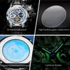 Wristwatches OLEVS Original Mens Luxury Automatic Watch Skeleton Mechanical SelfWinding Watches Moon Phase Waterproof Wristwatch 231110