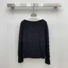 Женские свитера, дизайнерские осенние и зимние новинки Miu Nanyou Gaoding, модный ромбовидный жареный тест, кукольный воротник, пуловер с цветочной лентой, вязаный топ NLUR