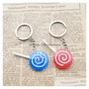 The Simation Snacks Candy Lollipop Shape Key Chain Lovely Rainbow Color Ring Mticolor Random Send Drop Delivery Dhlw6